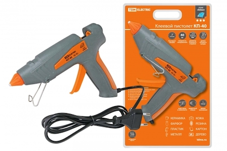 TDM ELECTRIC SQ1024-0101 Клеевой пистолет КП-40 , 11,3 мм, с подставкой, шнур 1,3 м, 40 Вт, Т=220 С "Алмаз" TDM